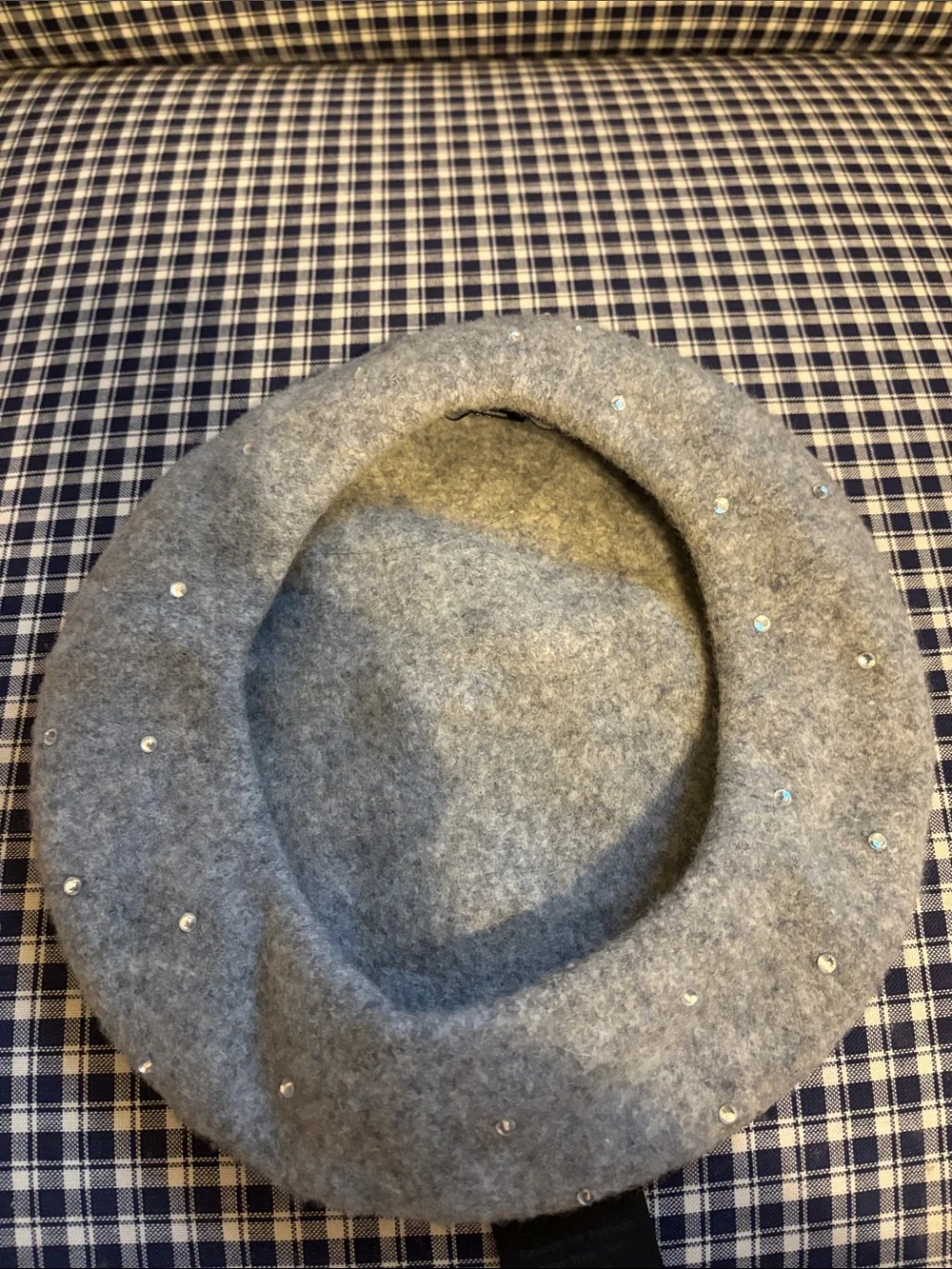 David and Young Light Gray Sequin Wool Beret